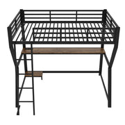 Letto a soppalco singolo 90×200 cm con LED; scrivania; presa USB e scala; senza materasso; metallo; nero