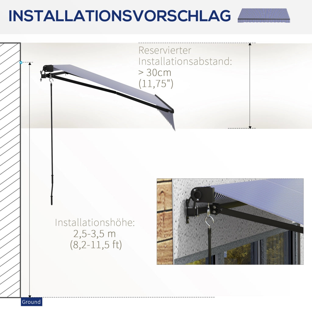 Tenda da sole con manovella ¨C Xylo ¨C 247x295 cm Blu e Bianco