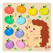 Trade Shop - Gioco Di Conteggio Abbinamento Numeri Puzzle In Legno Tema Riccio Per Bambini 32371 -
