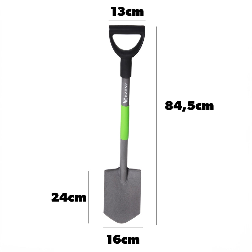 Pala da giardino ergonomica KADAX, affilata, 84 cm, in metallo, con manico appuntito.