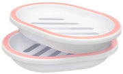 Set da 2 di contenitori per sapone, contenitore per sapone e lattina per sapone, facile da pulire, in materiale assorbente, prevenzione di formazione di sapone appiccicoso, contenitore per spugne da bagno e cucina (bianco)