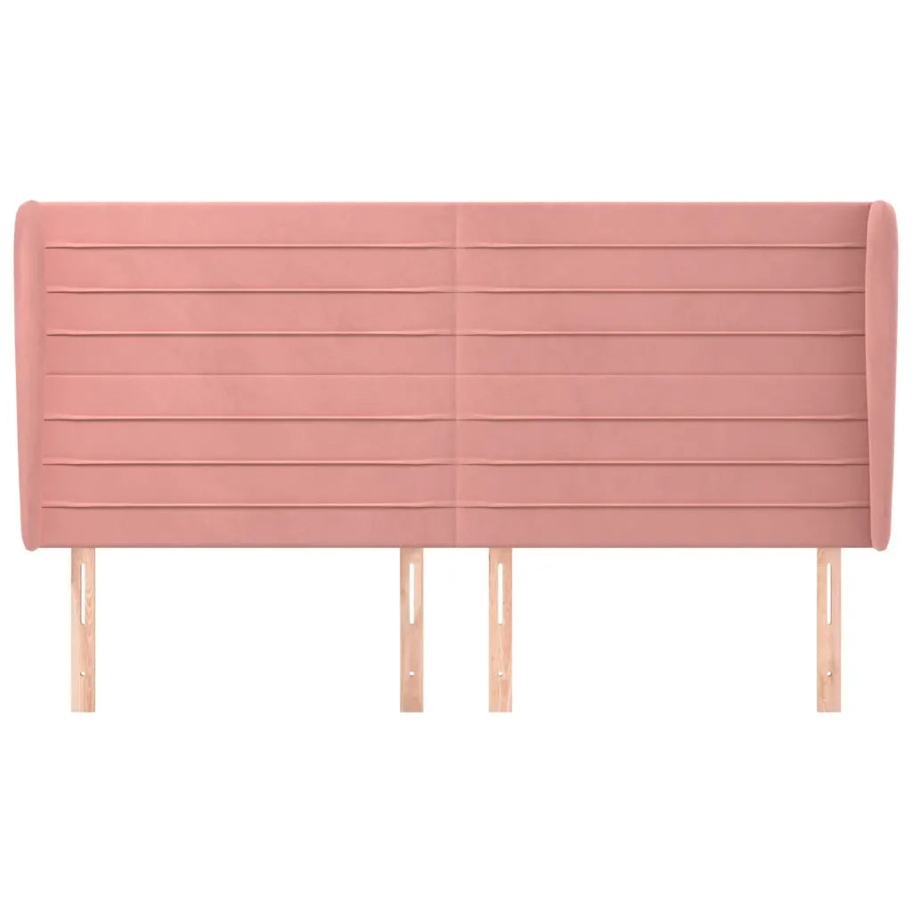 Testiera | Testata ad Orecchio Rosa 183x23x118/128 cm in Velluto