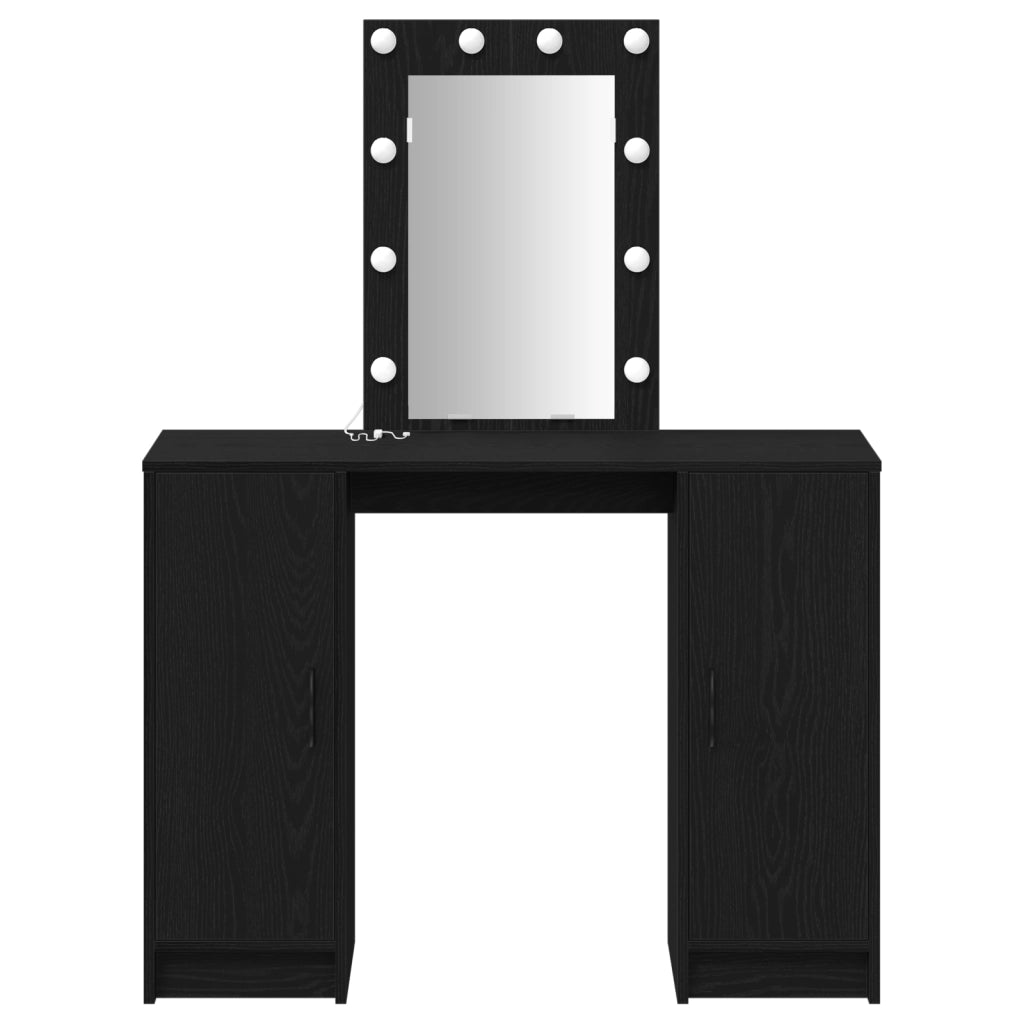 Tavolo da trucco  con luci LED Nero Rovere 102x33x135 cm