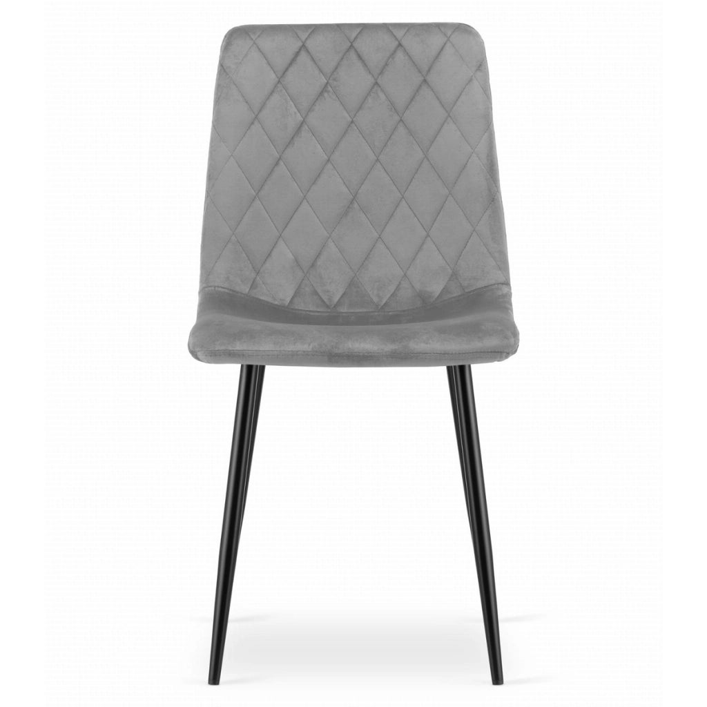 Set di 4 Sedie Turin in Velluto Grigio e Metallo