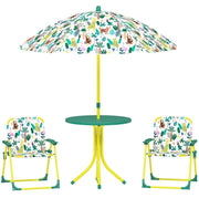 Set da giardino per bambini 49,5 x 49,5 x 50 cm verde con parasole rimovibile