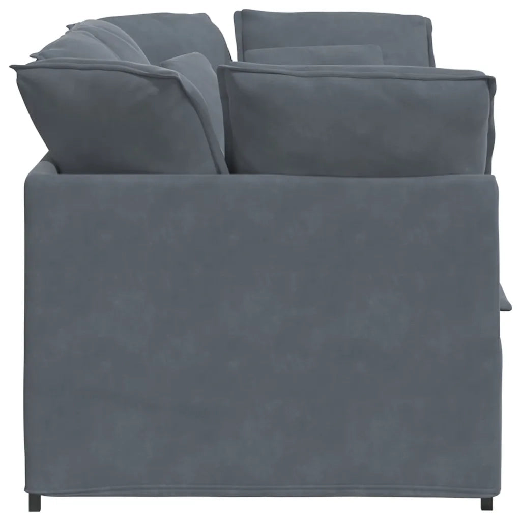 Divano | Divano da soggiorno | Sofa Modulare con Cuscini in Velluto Grigio Scuro