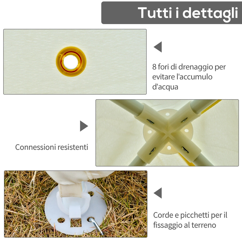 Gazebo da Giardino Esterno con Zanzariere ¨C Zephmum ¨C 3x3x2.45m Beige Polyestere