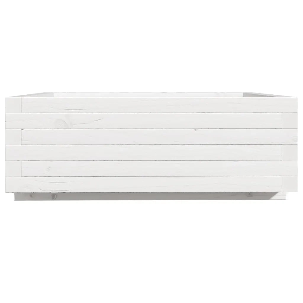 Fioriera da Giardino Bianca 70x70x26,5cm Legno Massello di Pino