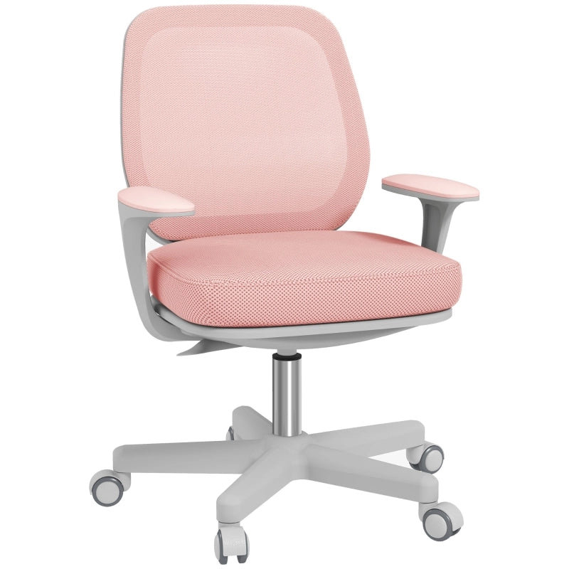 Sedia da ufficio ergonomica girevole regolabile in altezza con schienale in rete di poliestere rosa 55 × 48 × 82,5-94,5 cm