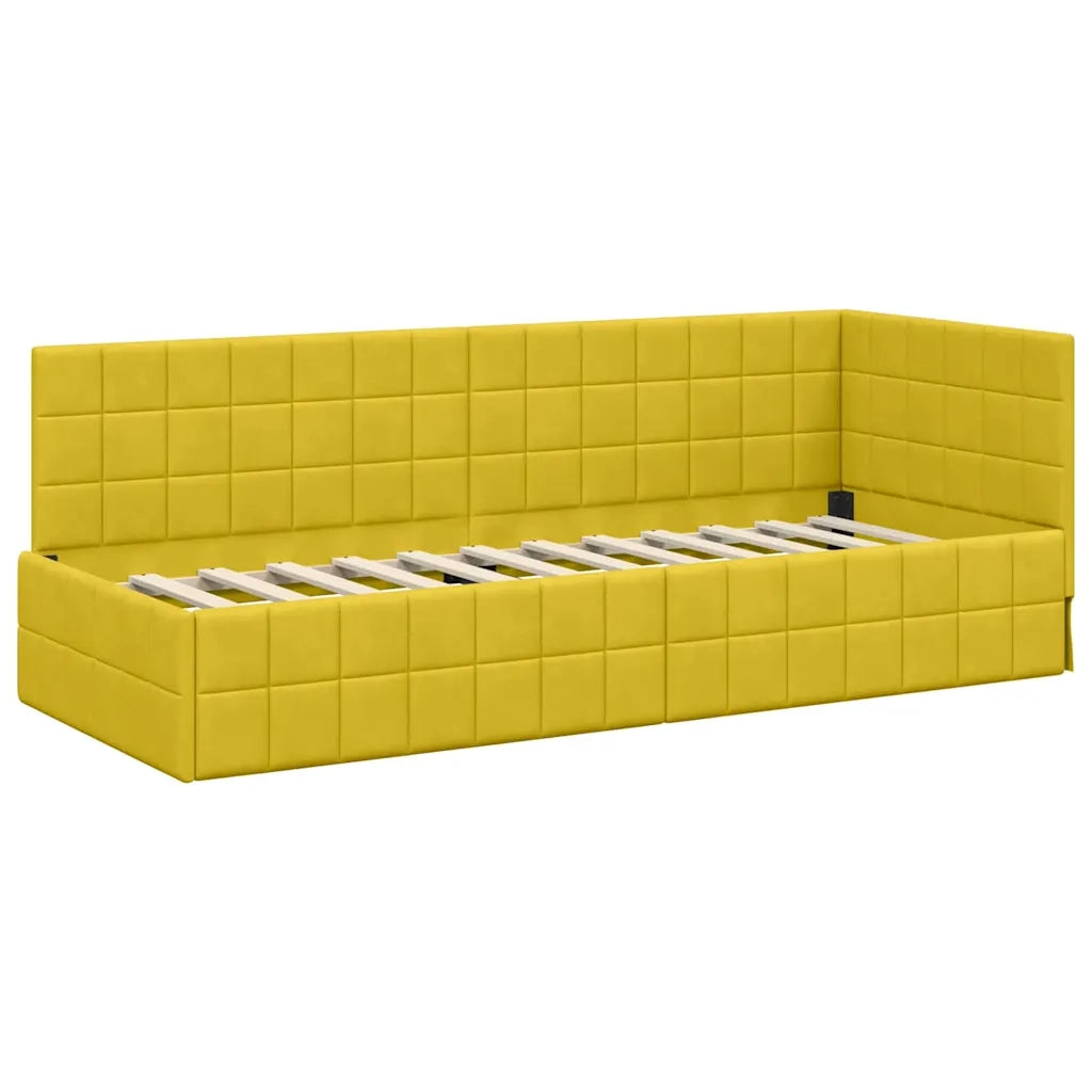 Struttura Letto Angolare con Materasso 2 pz-Giroletto con materasso Giallo Velluto 975104