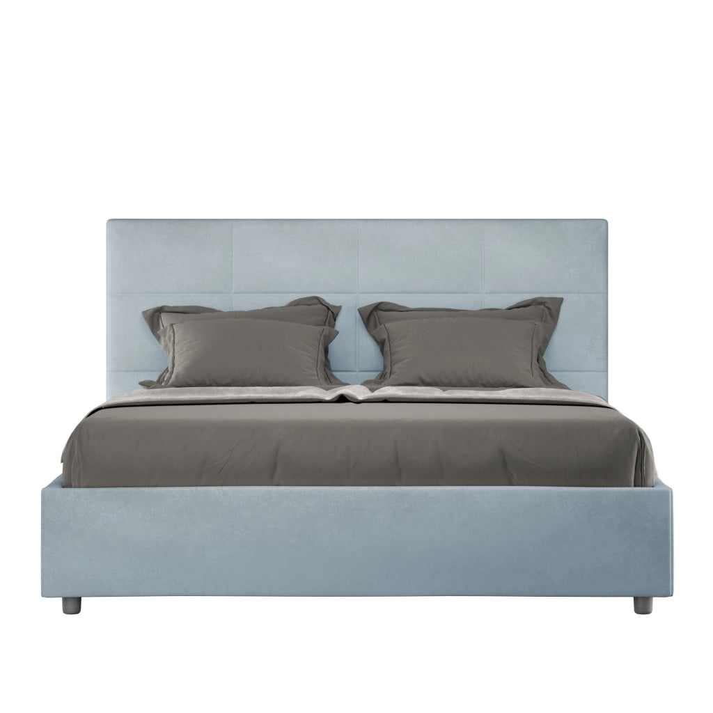 Letto Matrimoniale 160x200 cm con Rete Mika Azzurro