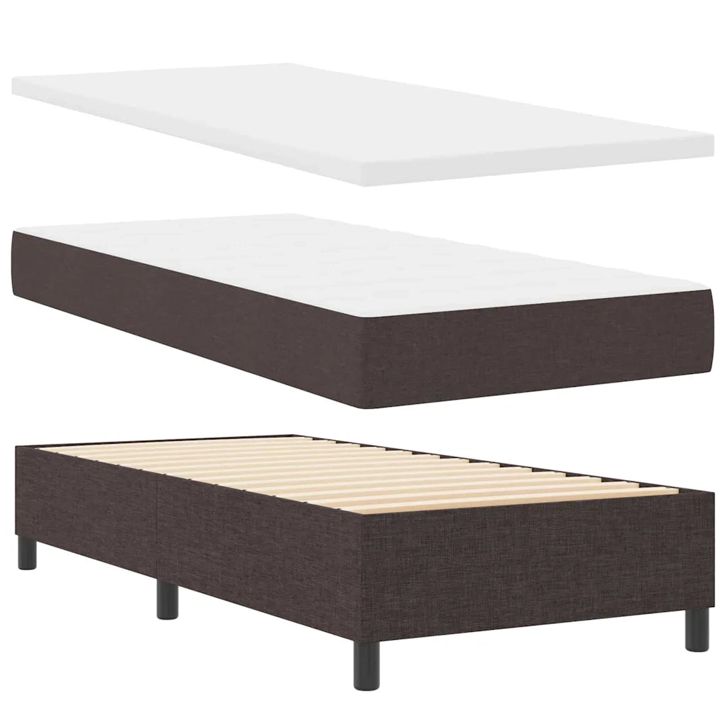 Letto a molle con materasso Marrone scuro 100 x 200 cm Tessuto 3342847