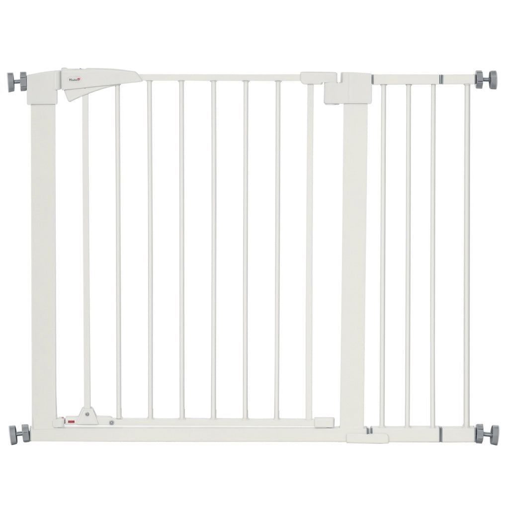 Cancelletto per Cani Taglia Piccola e Media con Doppia Serratura e Chiusura Automatica. 76-103x4.2x77 cm. Bianco