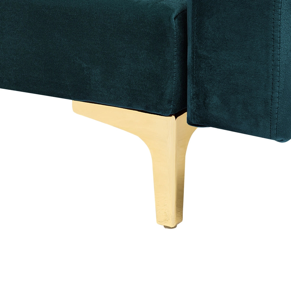 Divano Letto Angolare Tessuto Trapuntato Velluto Verde Acqua Moderna Chaise Longue A 4 Posti Modulare A Forma Di L versione destra