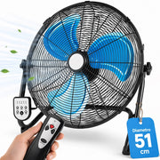 Ventilatore da Terra Pale 51 cm Telecomando Silenzioso Inclinazione Regolabile