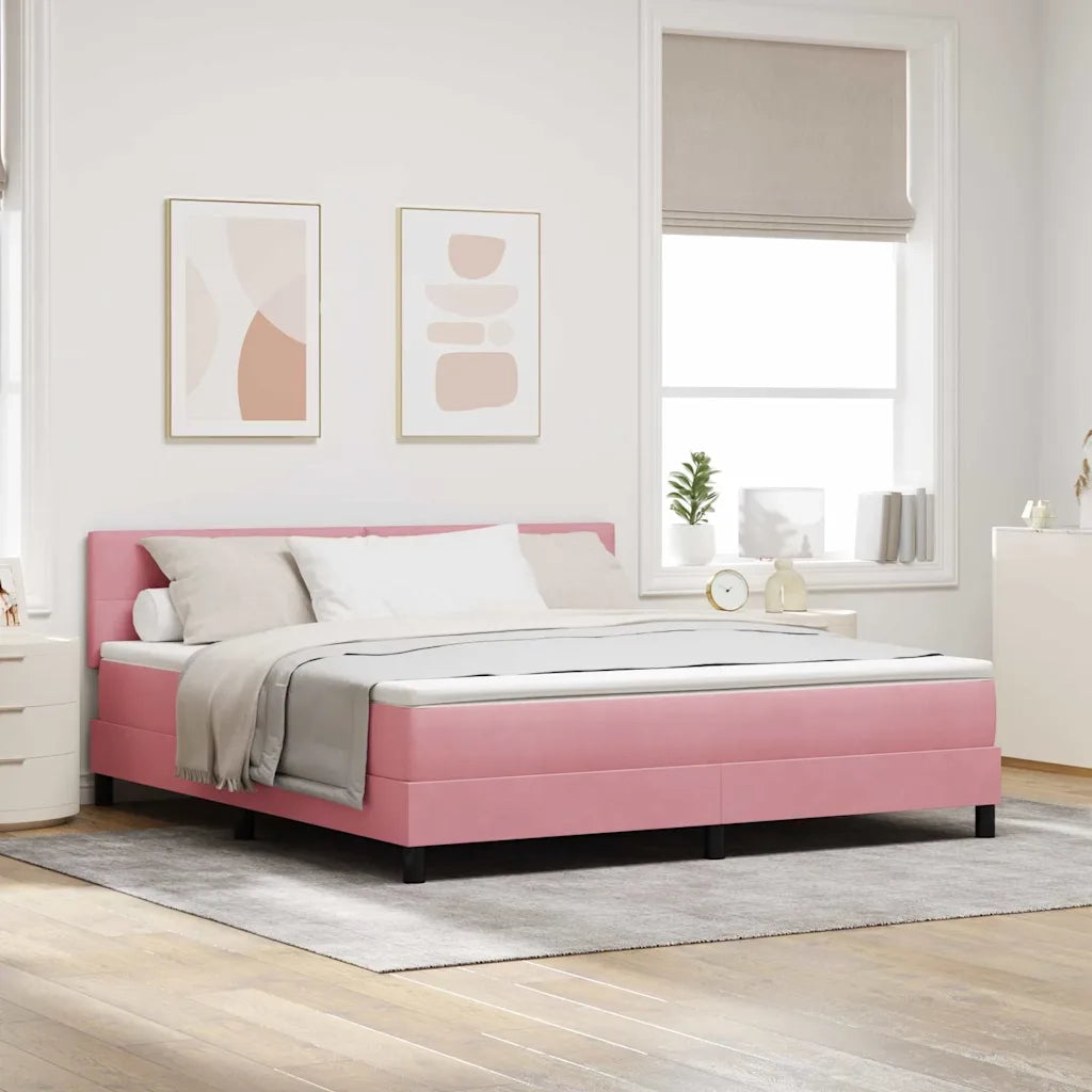 Letto a Sorgente LED con materasso Rosa 180 x 200 cm Velluto 3342673