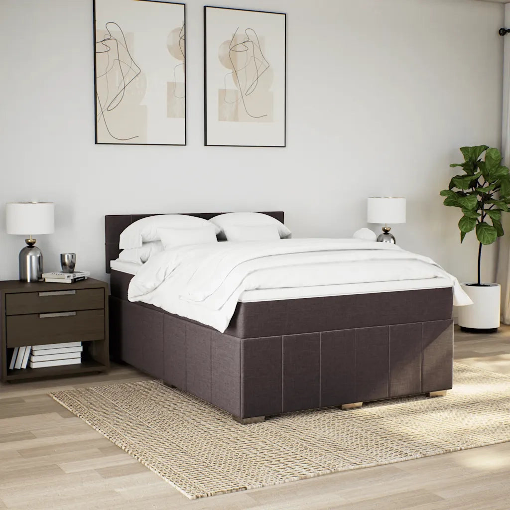 Giroletto a Molle con Materasso Marrone Scuro 160x200cm Tessuto 3289422