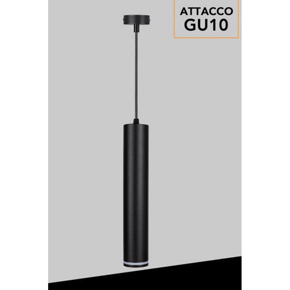 Trade Shop - Lampadario A Sospensione Da Soffitto Forma Cilindrica Lampada Pendente Attacco Gu10 Sp-01 - Nero
