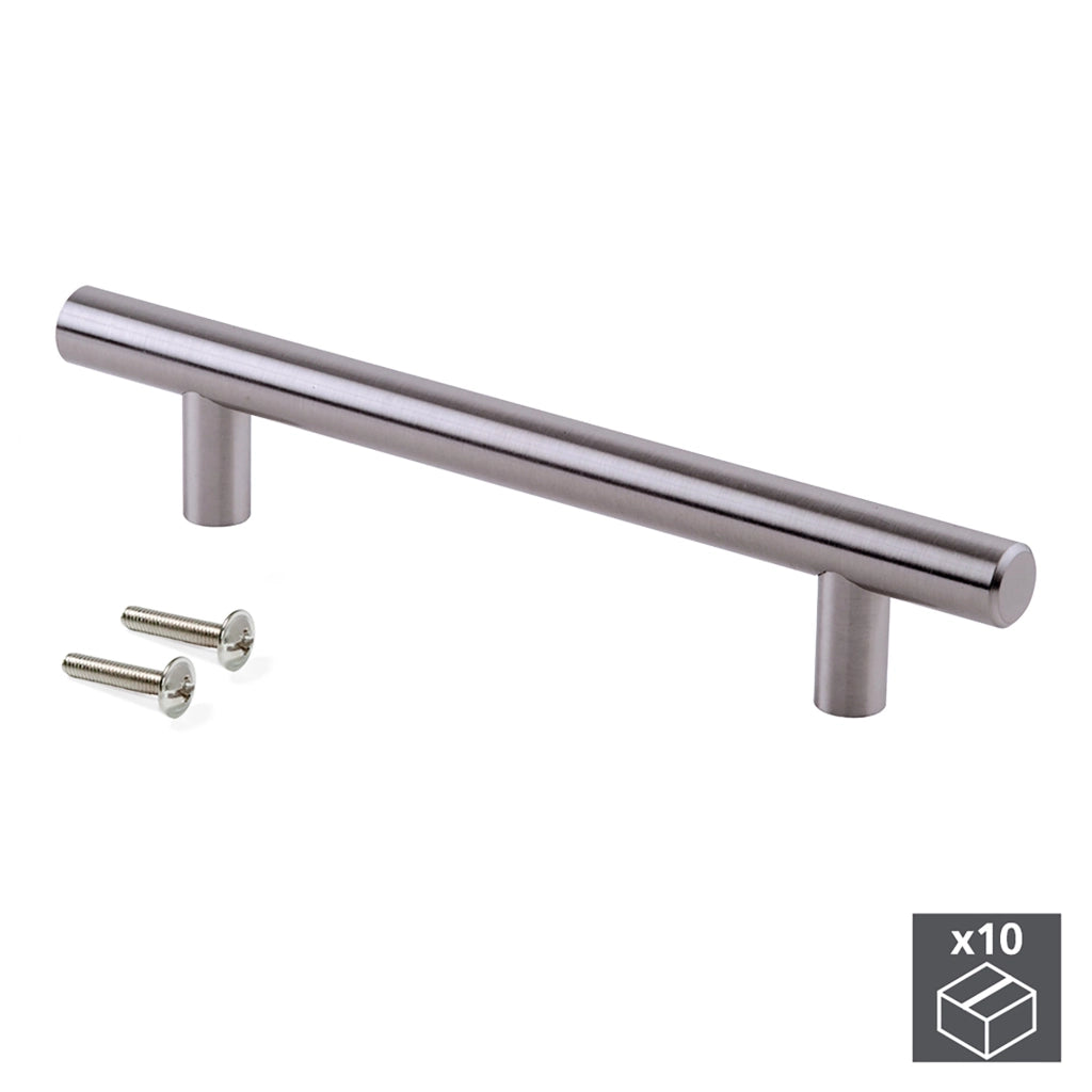 Maniglie per Mobile 12 mm Interasse 256 mm Acciaio Nichel Satinato 10 Pezzi Emuca