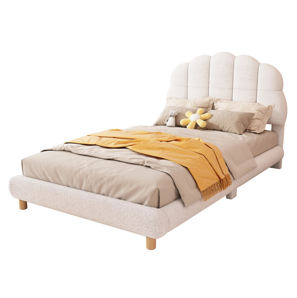 Letto per bambini 90x200 cm; testiera a fiore; peluche; bianco