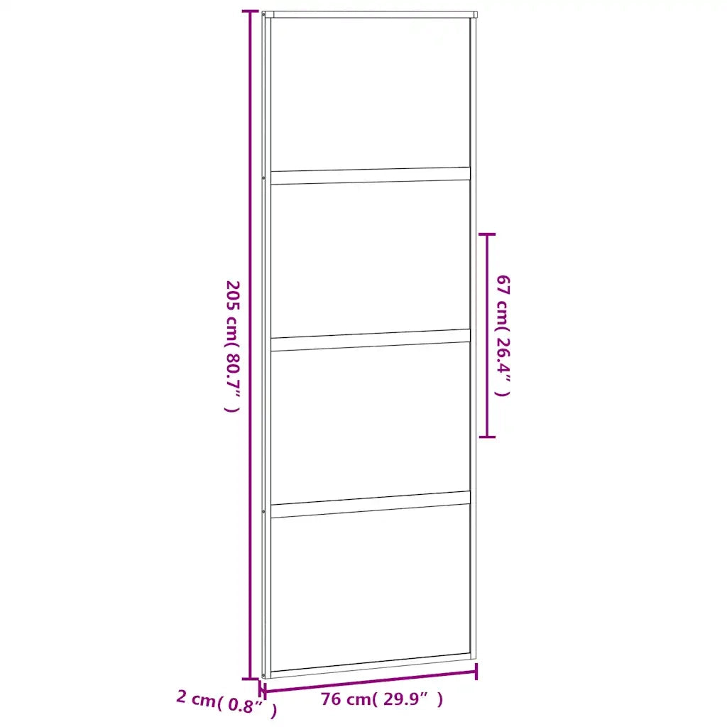 Porta Scorrevole Nera 76x205 cm in Vetro Temperato e Alluminio 155219