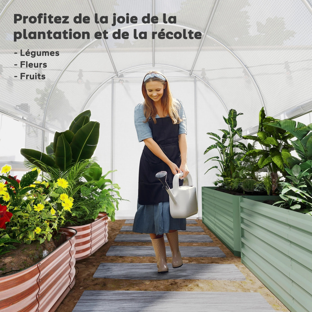 Serra Tunnel da Giardino 6m2 ¨C Xylo ¨C 6 Finestre Porta Arrotolabile Telo PE Struttura Acciaio Galvanizzato Bianco