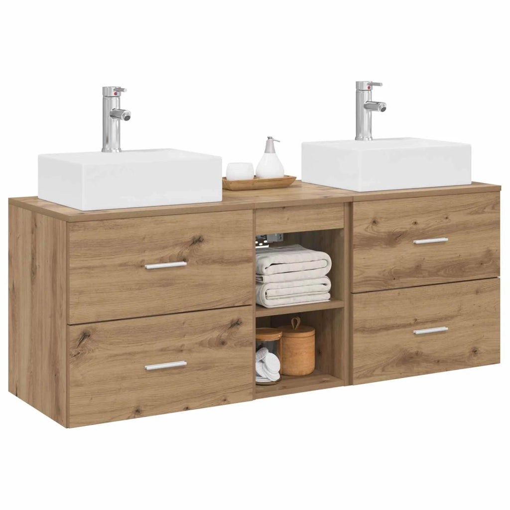 Set di Armadi da Bagno 3 pz Rovere Artigianale 3405842