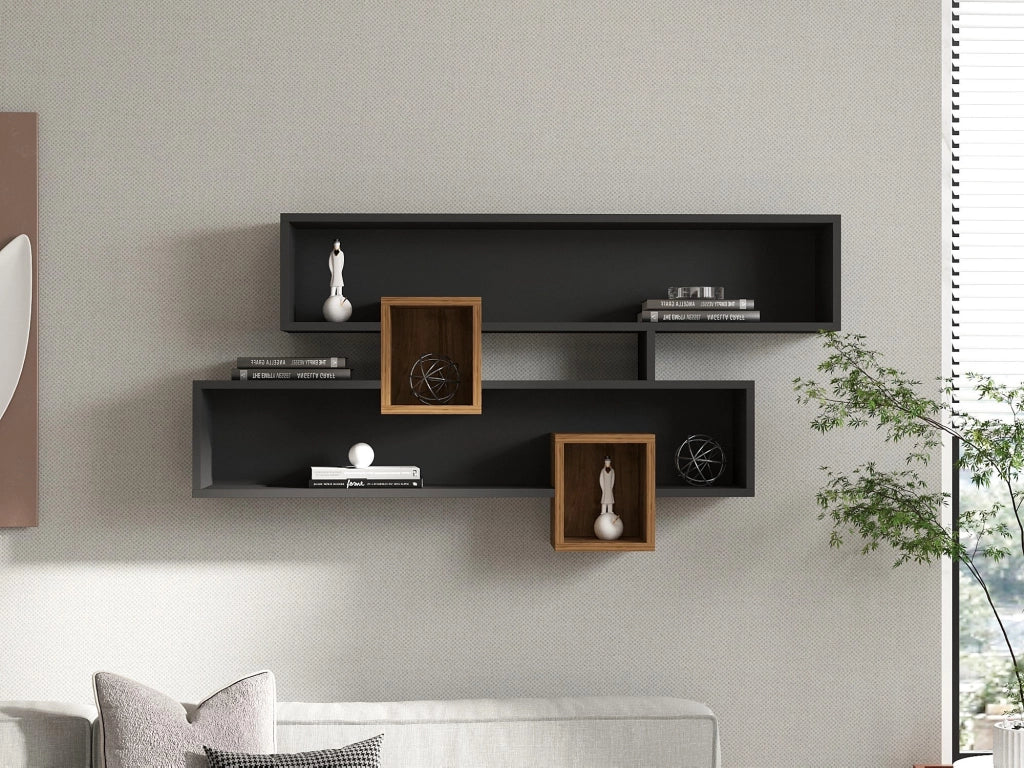 Mensola da parete in legno "Karen" - 120 x 22 x 75 cm - NoceAntracite