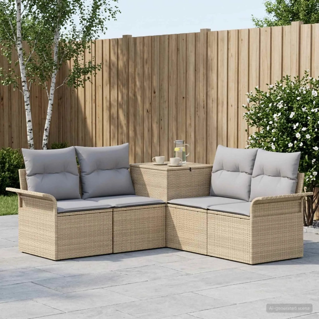 Set di divani 5 pz Beige e Grigio Chiaro 3447743
