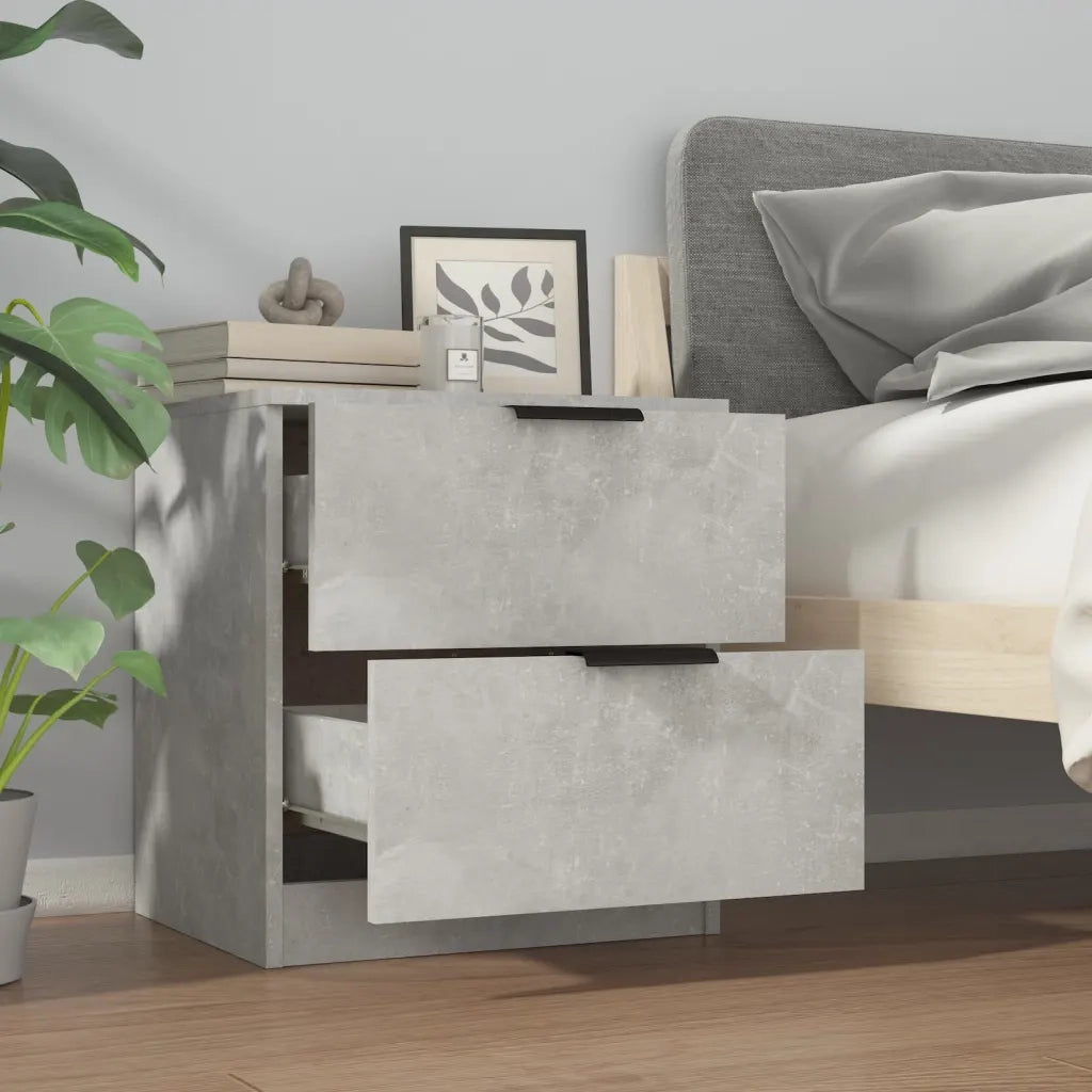 Comodini 2pz-Set di 2 Tavolino da notte Grigio Cemento in Legno Multistrato 575969