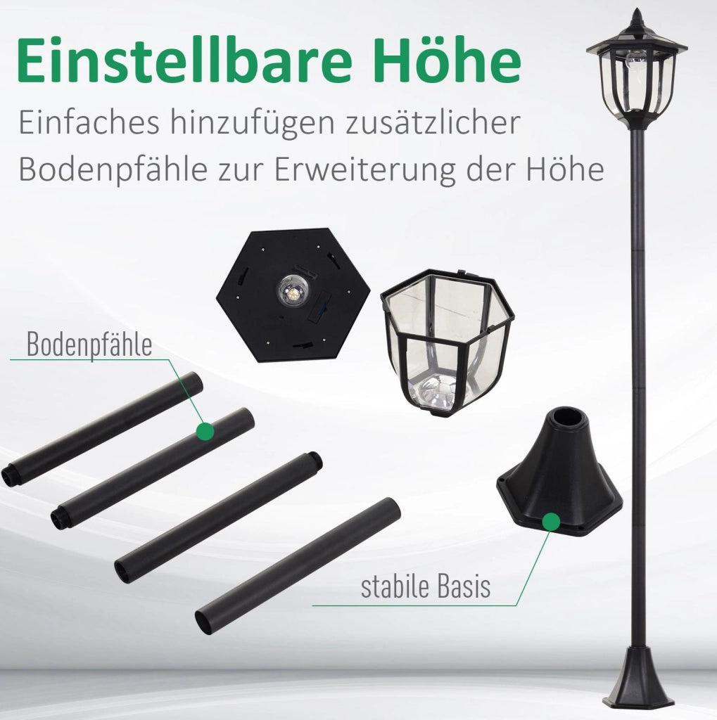 Lampada solare LED da esterno IP44 nera con 6 LED