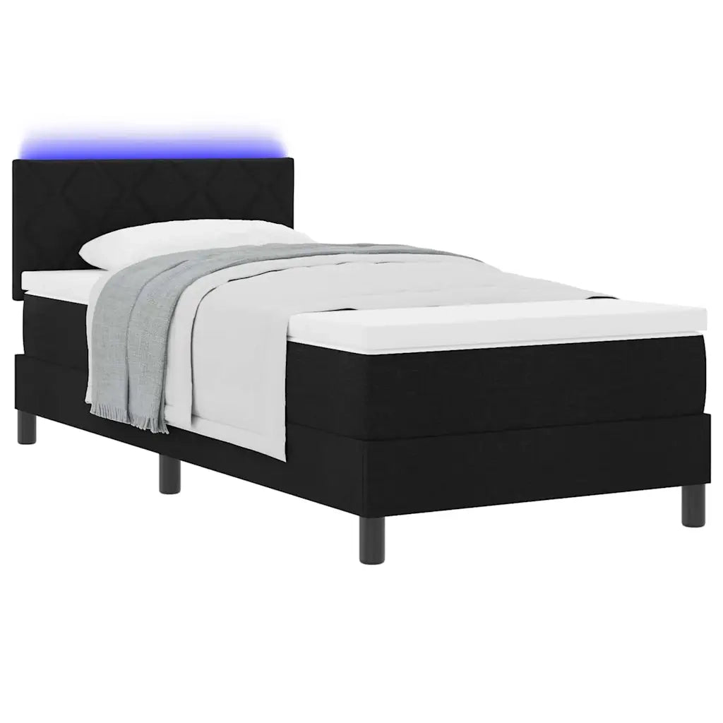 Letto a molle con materasso con led Nero 100 x 200 cm Tessuto 3342263