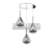 SOSPENSIONE CROMO 3 LUCI TONDA VETRI FUME 1177CR-S3 T-FU