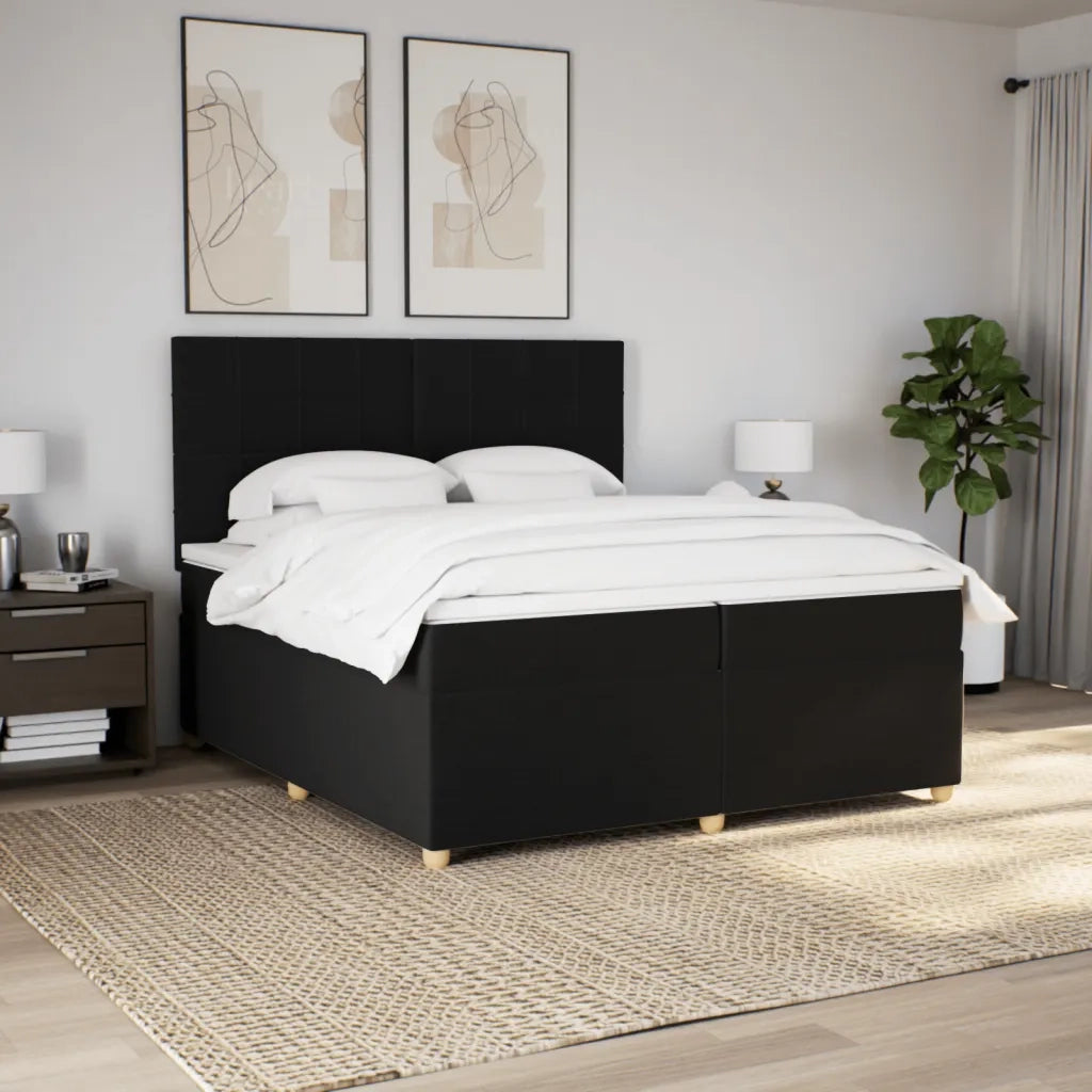 Giroletto a Molle con Materasso Nero 200x200 cm in Tessuto