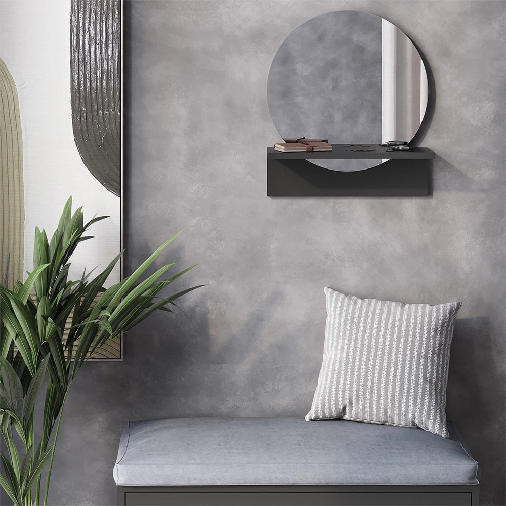 Vicco Specchio bagno Nero 40 x 47.5 cm con ripiano