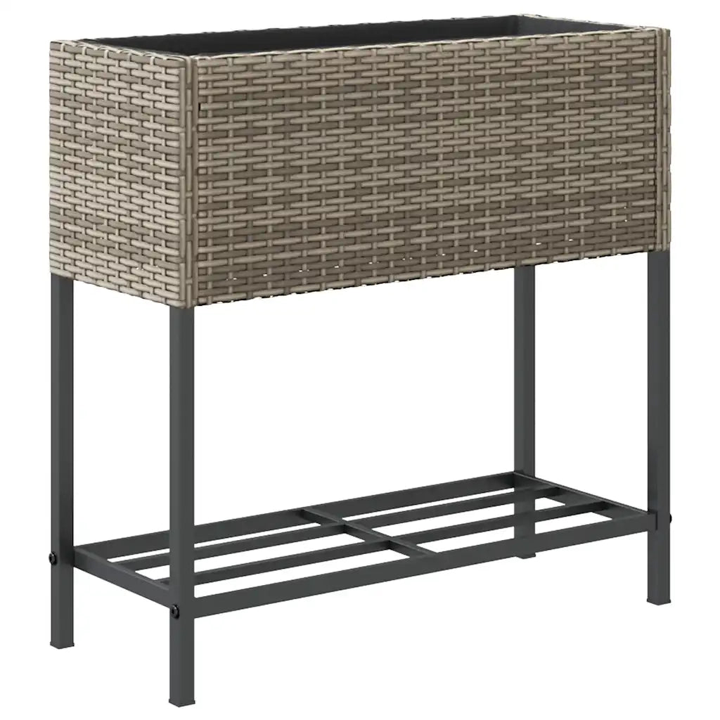 Fioriera da Giardino con Ripiano Grigia in Polyrattan 366389