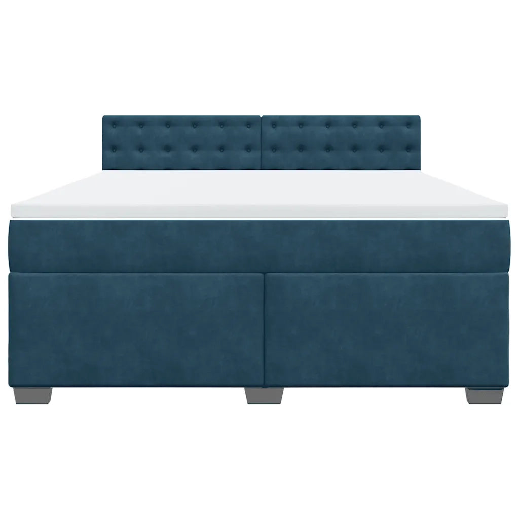 vidaXL Giroletto a Molle con Materasso Blu 180x200 cm in Velluto