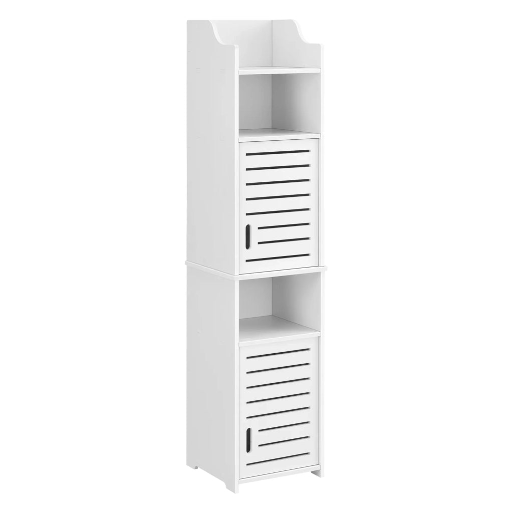 Colonna da bagno mobile contenitore con ante e più vani portaoggetti 135 cm bianco 03_0005824