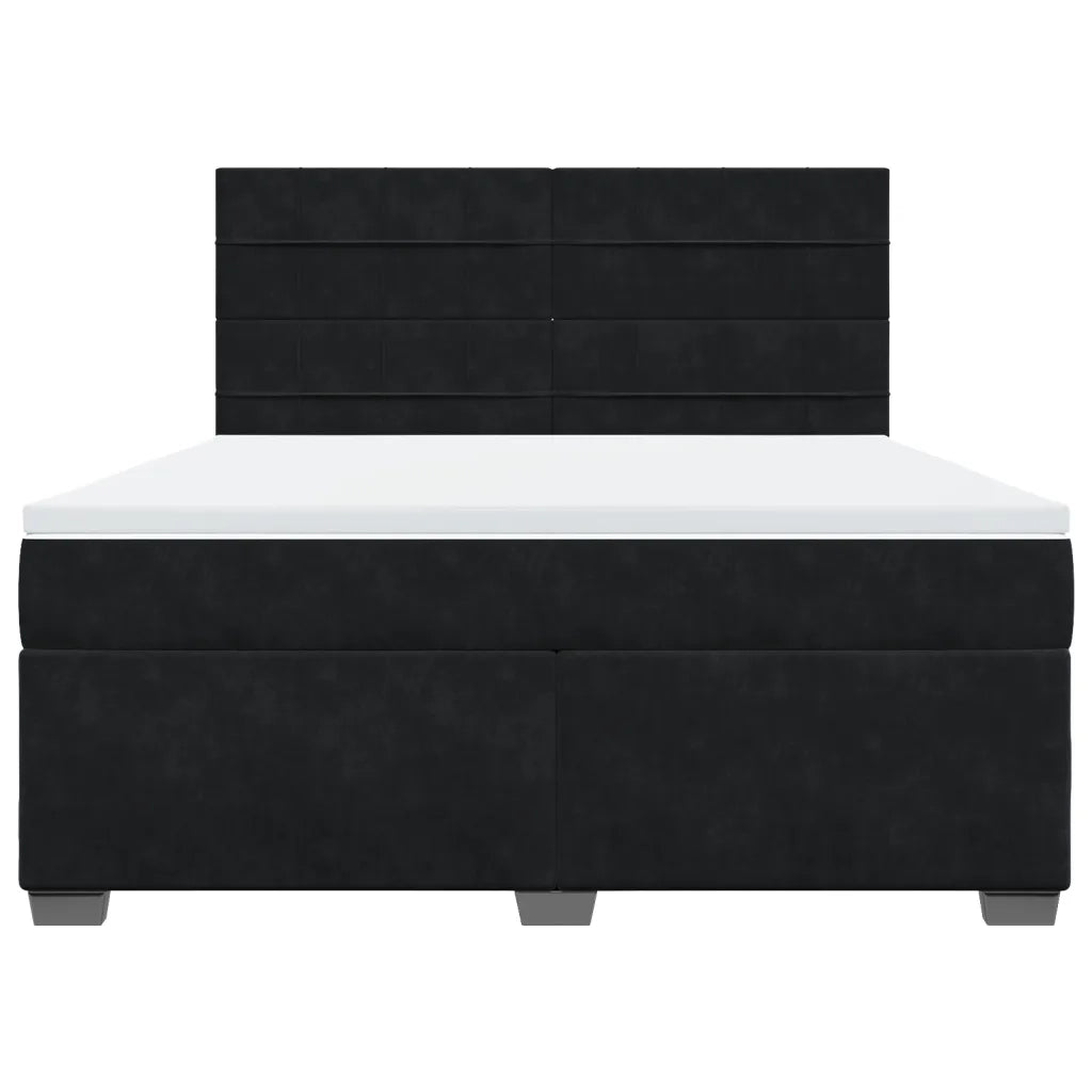 Giroletto a Molle con Materasso Nero 180x200 cm in Velluto 3290980