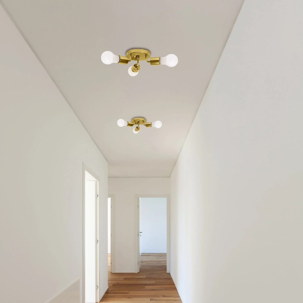 Lampada Da Soffitto Triplo Plafoniere Metallico Gold APP704-3C