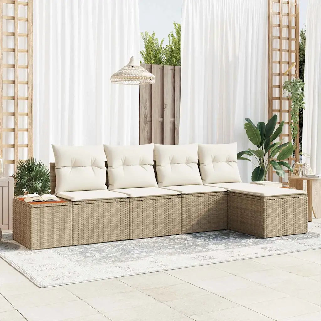 Set Divano da Giardino 6 pcs Beige e Crema Polyrattan 3356736