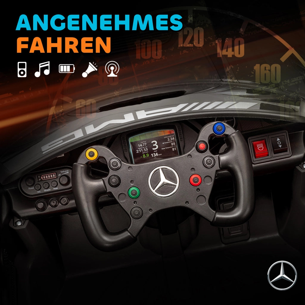 Auto elettrica Mercedes per bambini ¨C zephmum ¨C 12V, nero, LED, 3-8 anni
