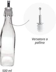 Olio per vetro - 500 ml capacità - Spillo con gocce - 25 x 25 x 61 cm - Acciaio inossidabile 18/10 - Silicone
