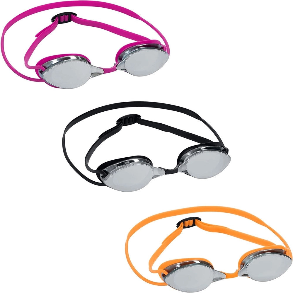 Trade Shop - Occhialini Da Nuoto Piscina A Specchio Protezione Uv Ocean Swell 14+ Anni 3 Colori 21066 -