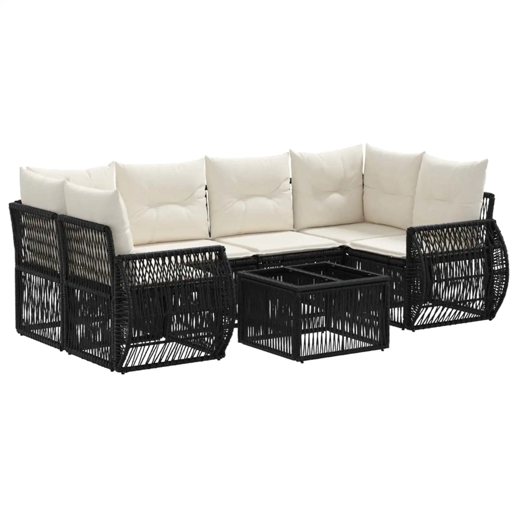 Set Divano da Giardino 7 pz Nero polyrattan 3435352