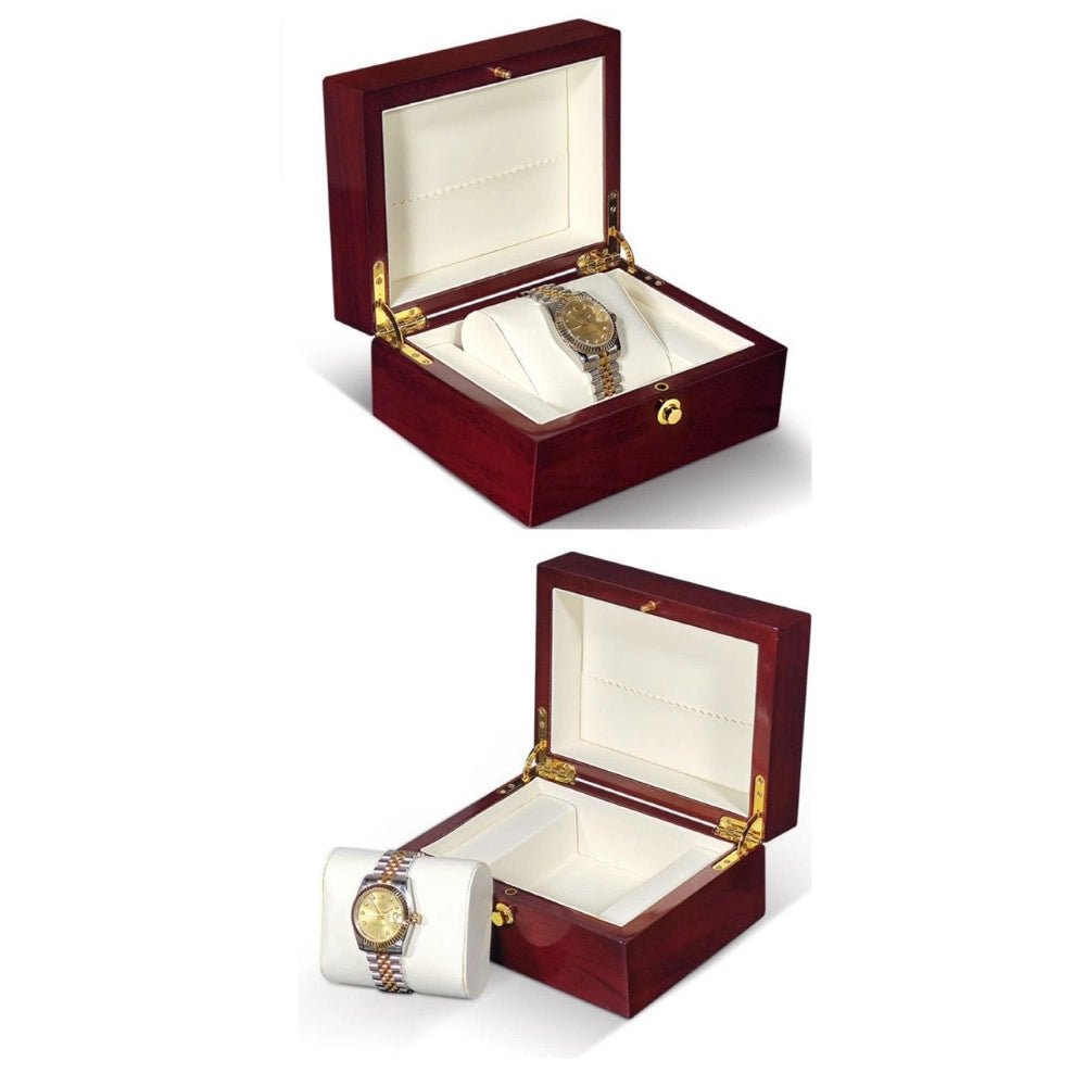 Trade Shop - Scatola Porta Orologio In Legno Luxury 18x13.5x8.5 Cm Con Interno Vellutato -
