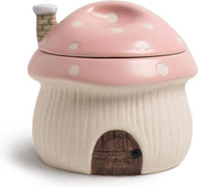 Ciotola di zuppa di carote con coperchio - Stile casa funghi divertente - Ciotola per crème brulee - Cottura uova - Fessure di scarico calore - Ciotola sicura da 13 oz - Porcellana rosa
