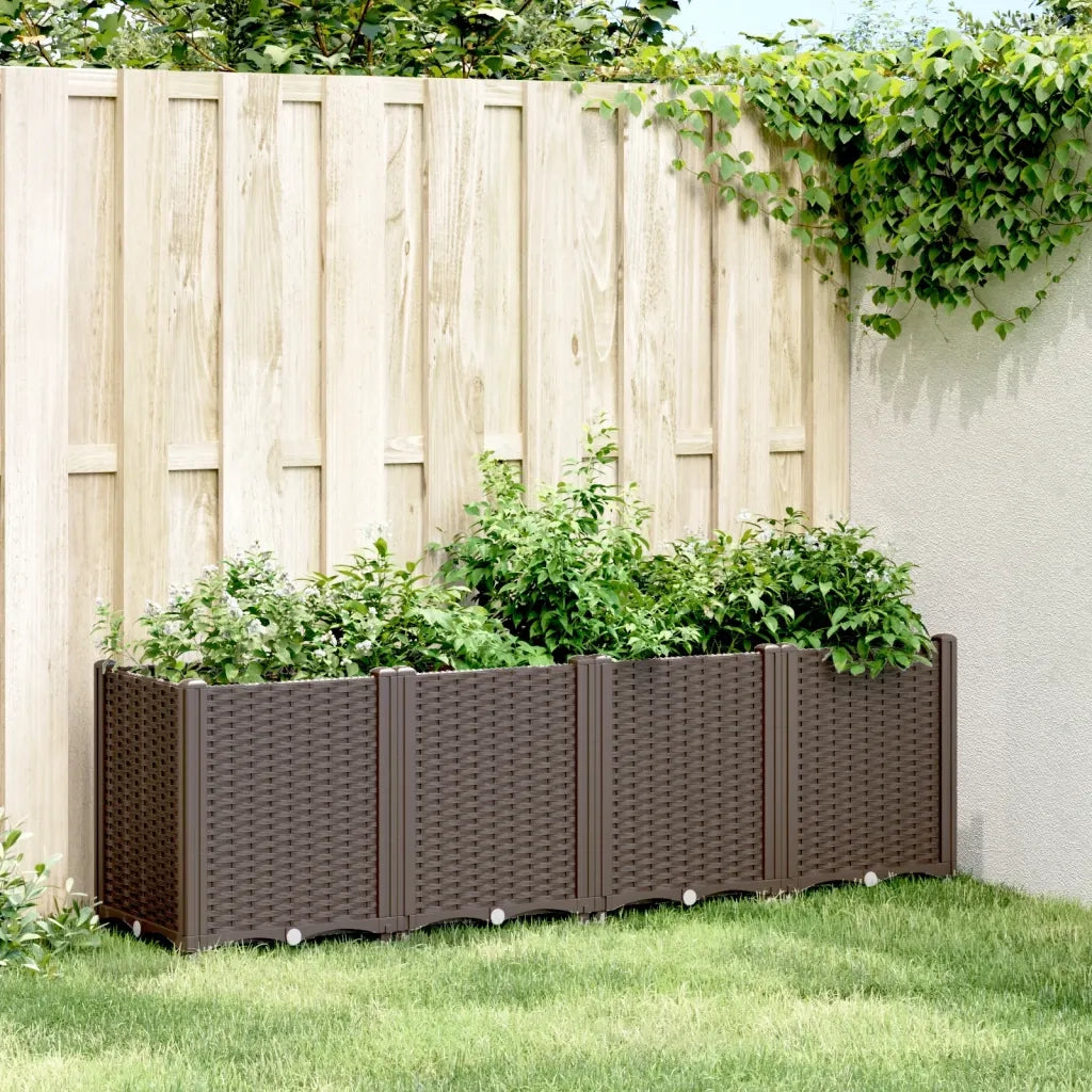 Fioriera | Cassetta per fiori | Vaso da Giardino Marrone 160x40x53 cm in PP