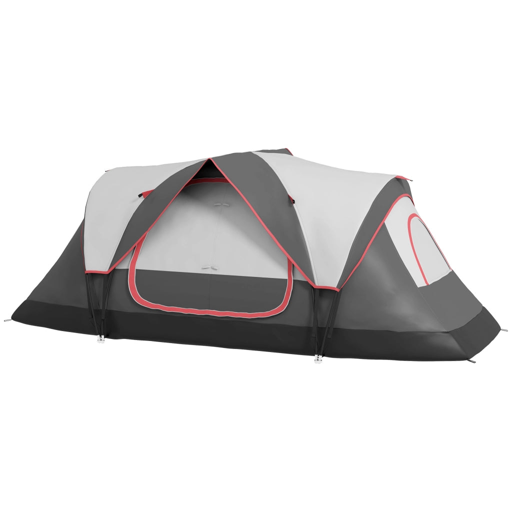 Tenda da Campeggio Pieghevole ¨C Xylo ¨C 2 Camere Impermeabile con Borsa 450x215x180 cm Grigio