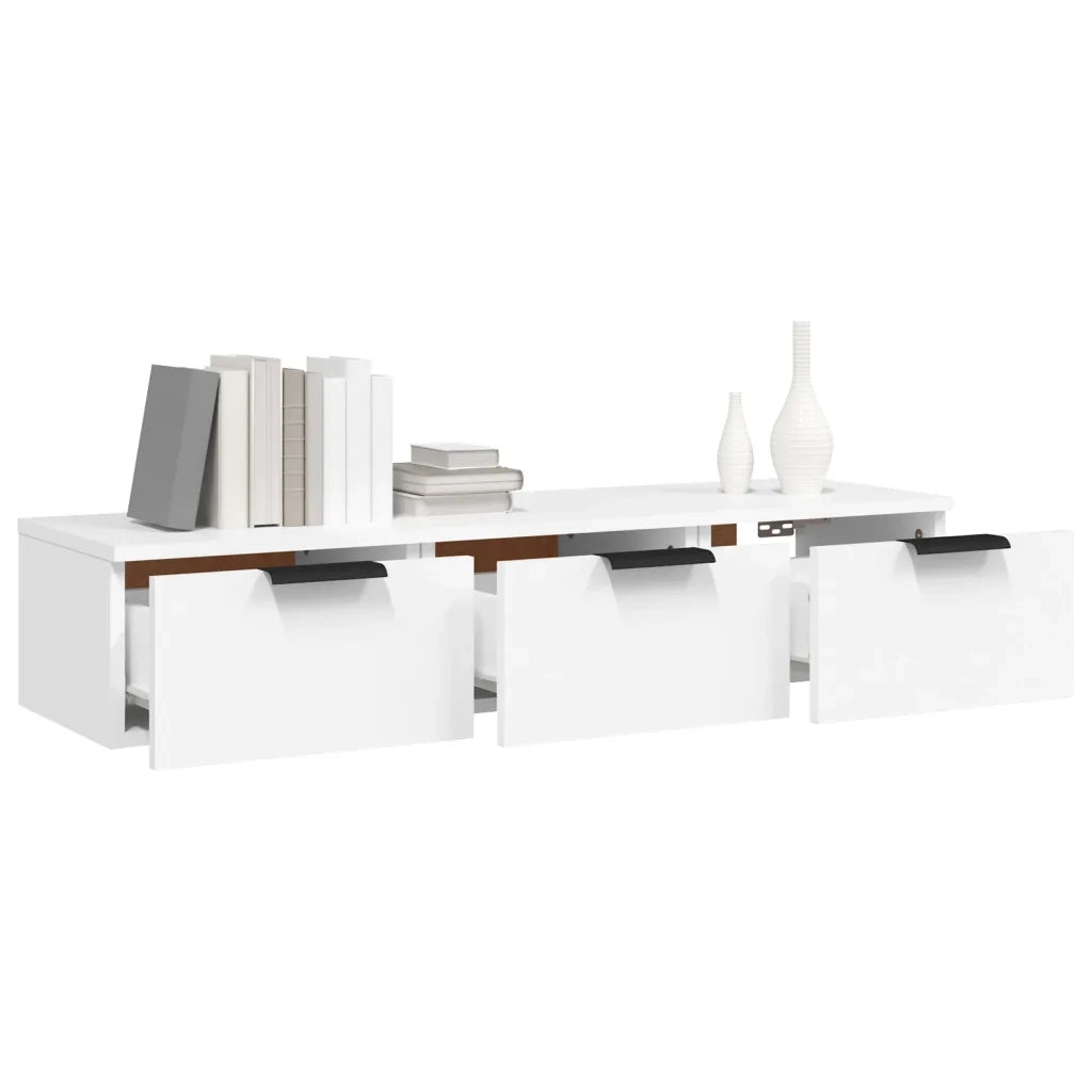 Armadietto a Muro Bianco 102x30x20 cm in Legno Multistrato 811403